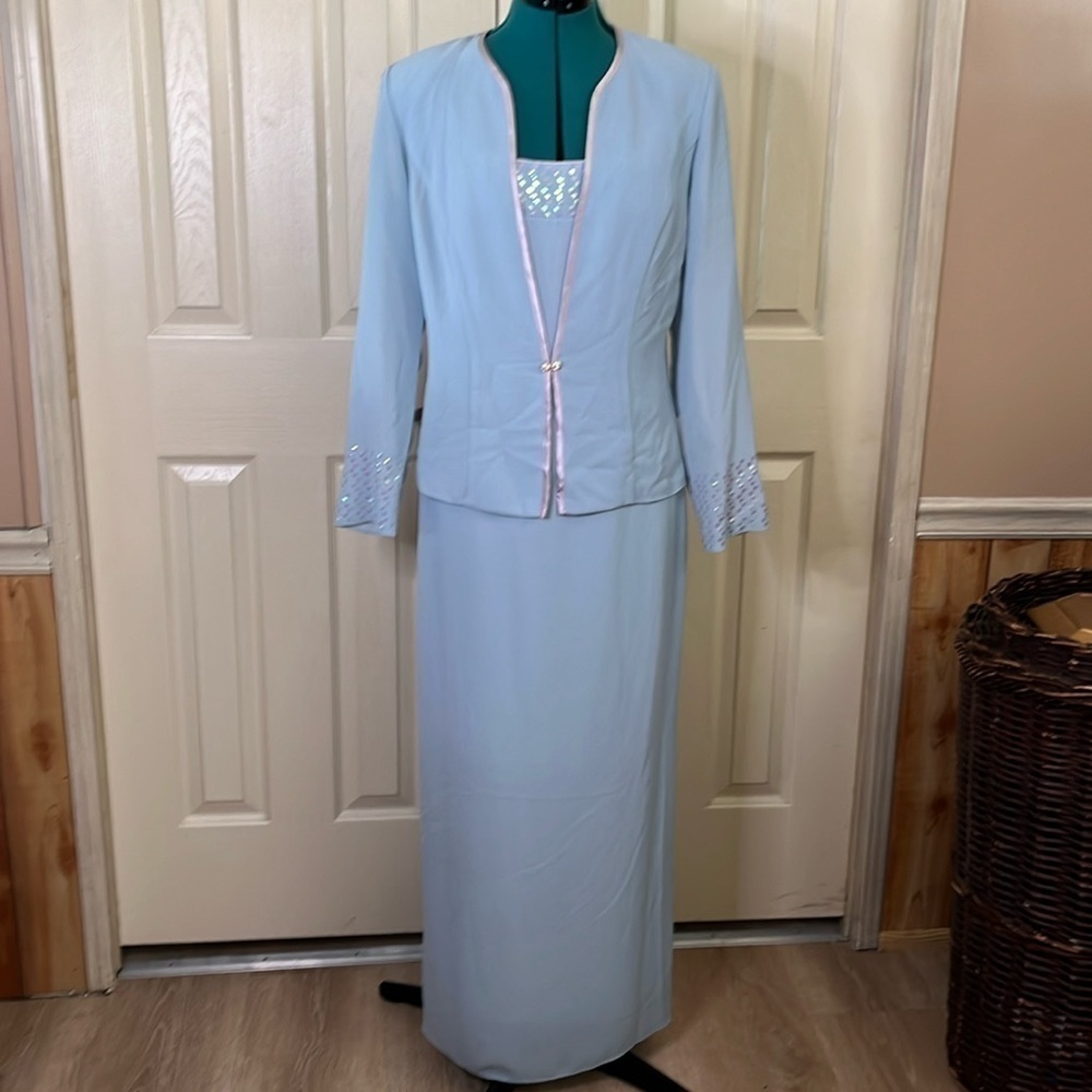 Patra Mother of Bride/Groom 2-Pc LIGHT Blue Jacket & Dress(204)